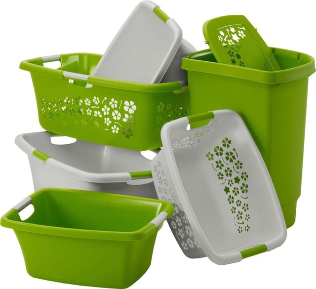 Rotho Wäschewanne Flowers 12 L kühles grau