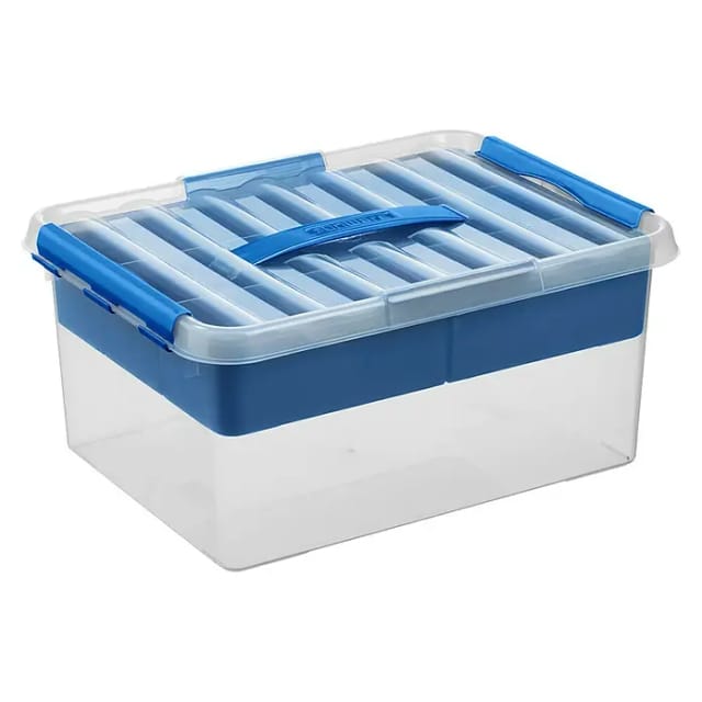 Sunware Aufbewahrungsbox Q-line mit Einsatz 15L transparent blau 40 x 30 x 18 cm