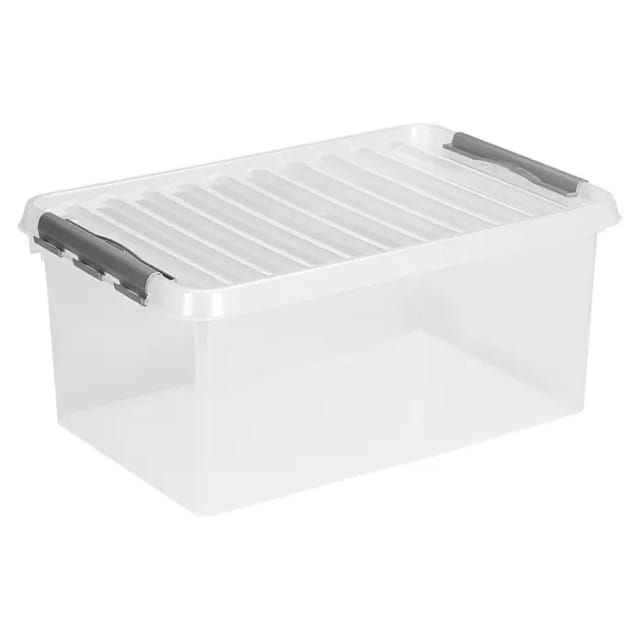 Sunware Aufbewahrungsbox Q-line 45L transparent metallfarbig 60 x 40 x 26 cm