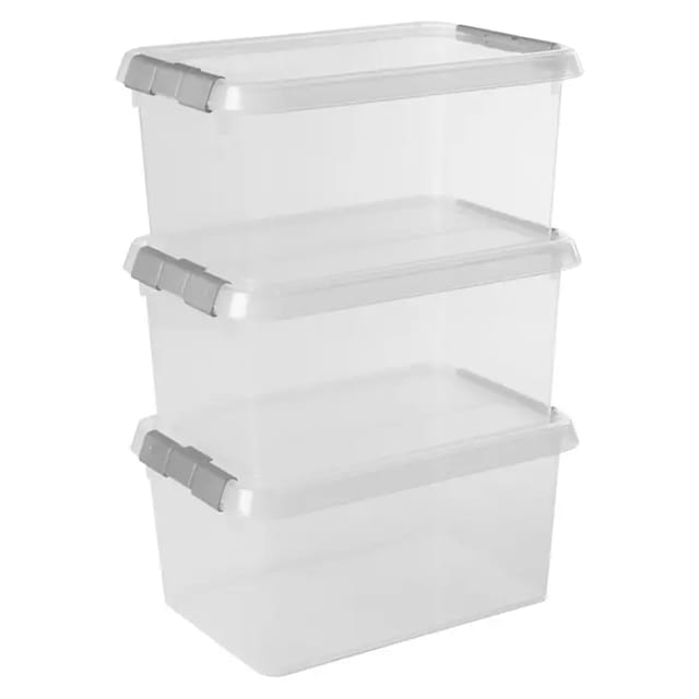 Sunware Comfort line Aufbewahrungsbox 3er-Set für 6L transparent metallfarbig