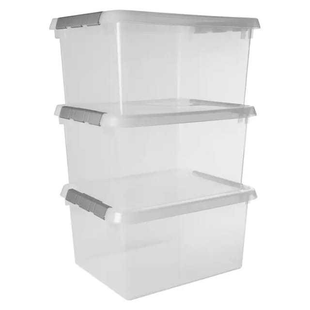 Sunware Comfort line Aufbewahrungsbox 3er-Set für 36L transparent metallfarbig