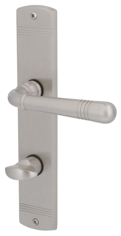 Alpertec WC-Langschildgarnitur Sale Messing edelstahlfarbig abgerundet