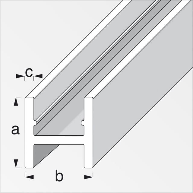 alfer H-Profil 1 m, 16 x 19.5 x 1.5 mm Aluminium eloxiert silber