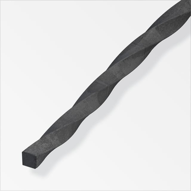 alfer Vierkantstange, gewunden 2 m, 10 mm Stahl roh natur