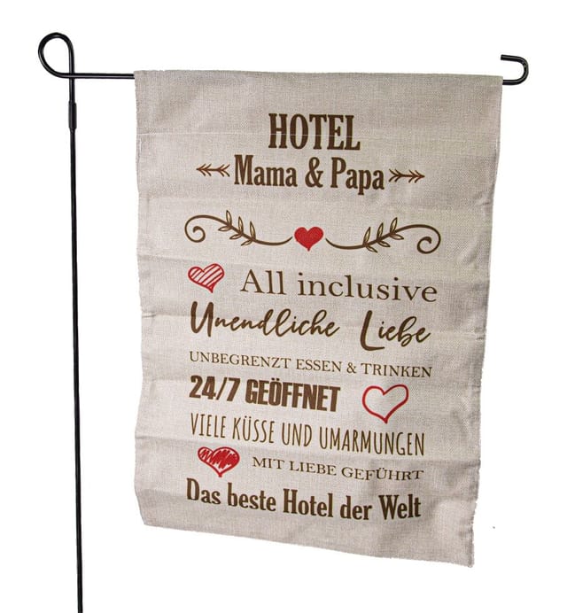 Riffelmacher Gartenfahne mit Stab Hotel 32 x 45/90 cm