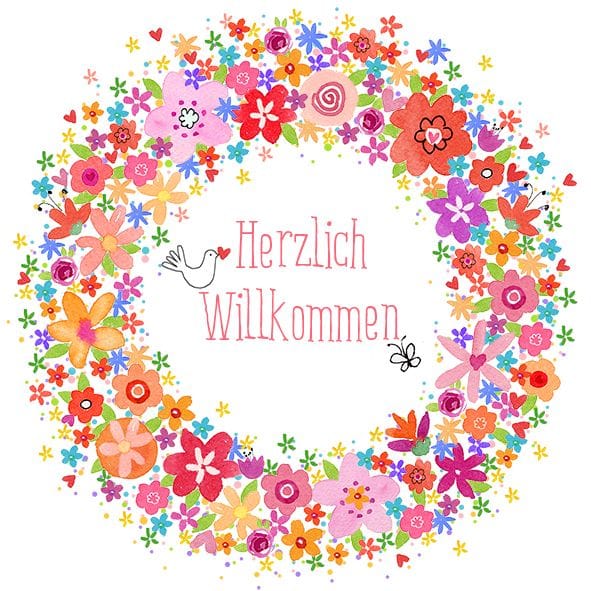 Braun & Company Servietten Motiv Buntes Willkommen 33 x 33 cm - 20er Pack