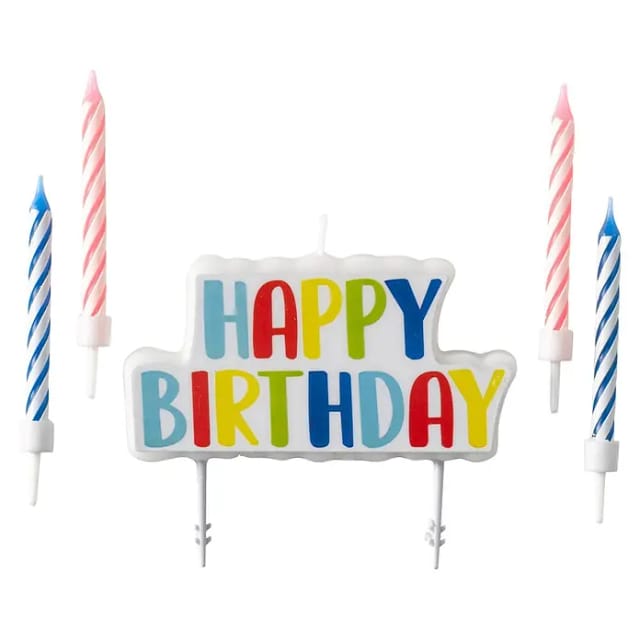 Kerzenset Happy Birthday 5-teilig Höhe 6,5 / 6,3 cm