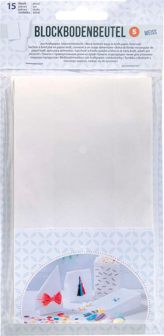 Papiertüten weiss, 15 Stück 100 x55 x 175 mm, lebensmittelecht