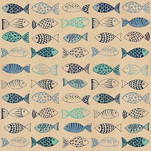 Servietten Fische blau-beige 33 x 33 cm 20 Stück