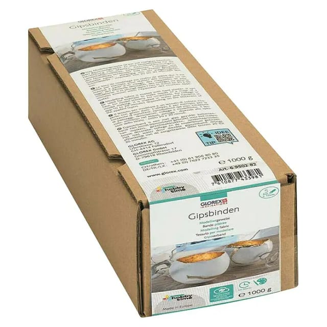 Glorex Gipsbinden Grosspackung 1 kg, 5 Rollen à 5m x 10cm