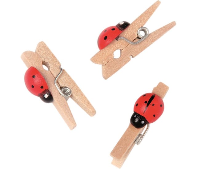Glorex Wäscheklammer Marienkäfer 12 Stück Marienkäfer Mini