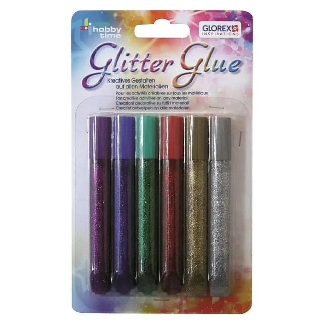 Glorex Glitterglue Stifte 6 x 10,5 ml