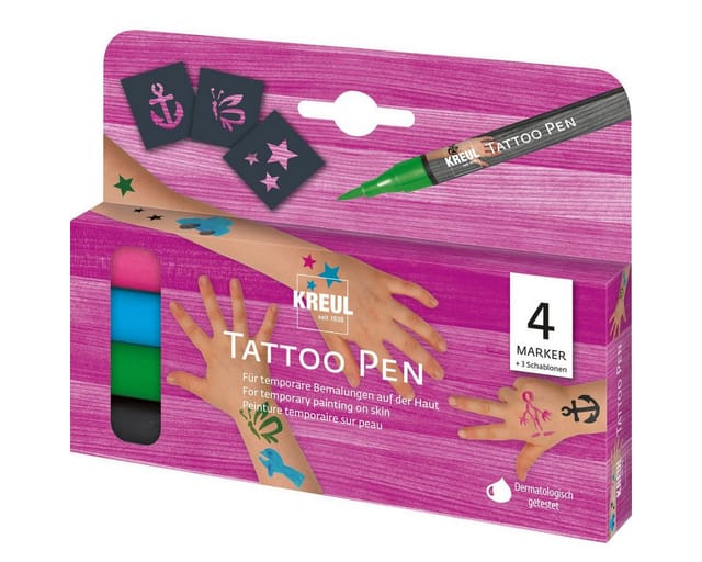 Kreul Tattoo Pen 4er Set Anker Sterne Schmetterling