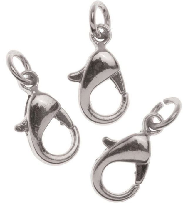 Glorex Karabiner Verschluss m. Ring 12 mm 3 Stück, silberfarben