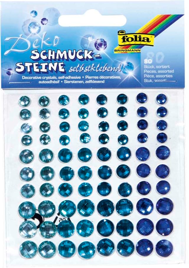 Schmucksteine sparkeling blau, 80 Stück selbstklebend