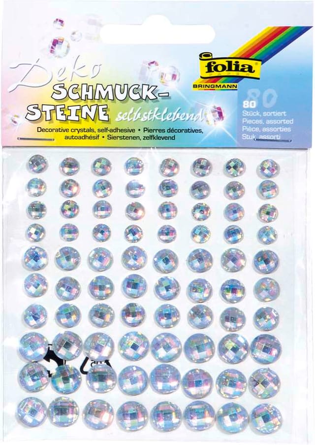 Schmucksteine sparkeling clear, 80 Stück selbstklebend