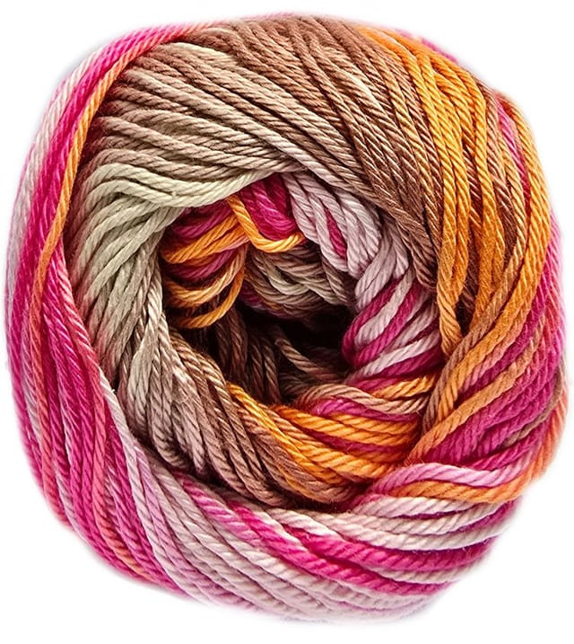 Gründl Wolle Cotton Quick Batik 100 g beigebraun-rosa-orange