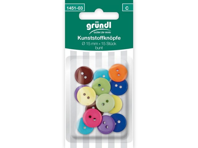 Gründl Kunststoffknöpfe bunt Ø 15 mm