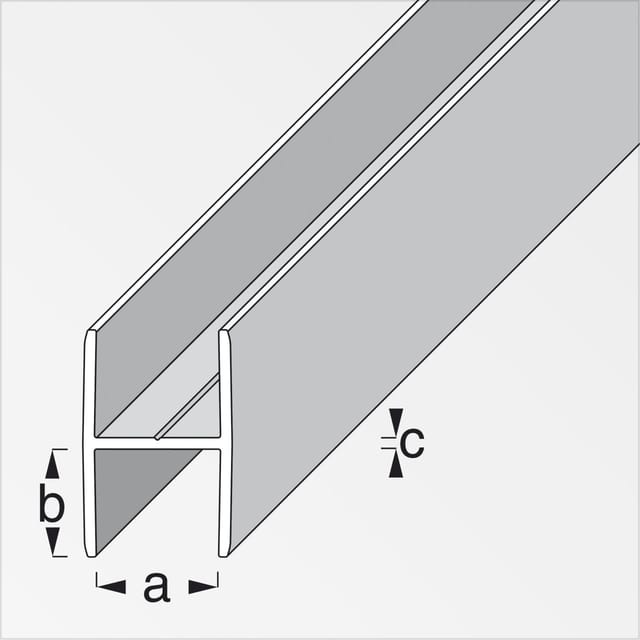 alfer clampline-H-Profil 2 m, 15.9 x 14 x 1.5 mm Aluminium eloxiert silber