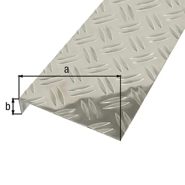 Alberts Strukturblech L-Form Aluminium natur 135 x 30 mm x 1000 mm gekantet Riffel-Prägung