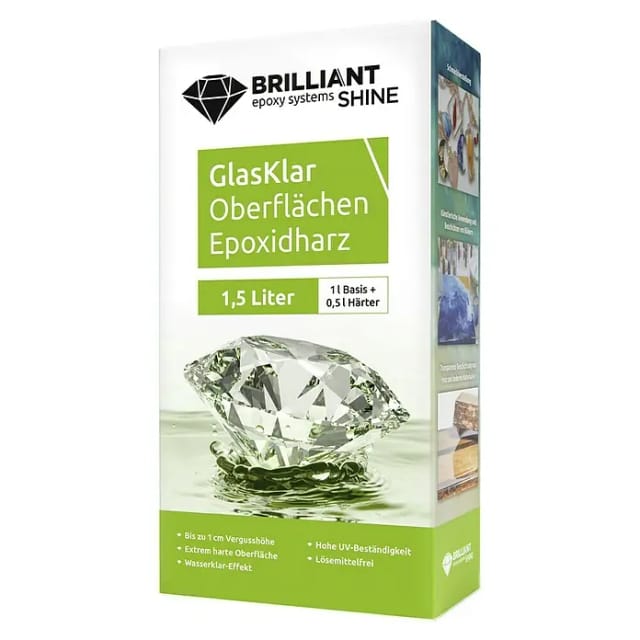 Brilliant Shine Oberflächen Epoxidharz Glasklar Epoxid A+B, 1,5L