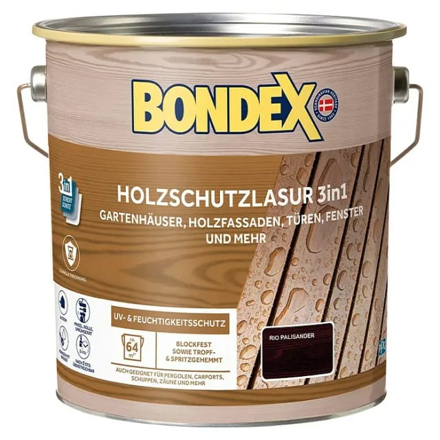 Bondex Holzschutzlasur 3in1 4 L rio-palisander