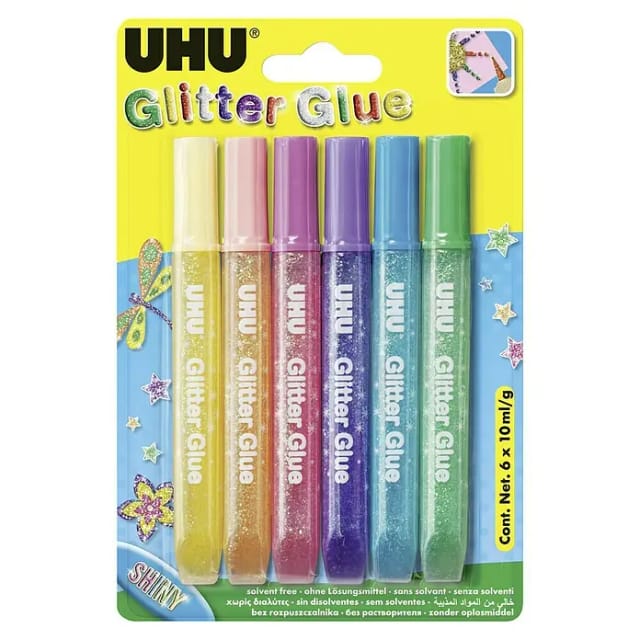 UHU Glitter Glue Shiny 6 x 10 ml
