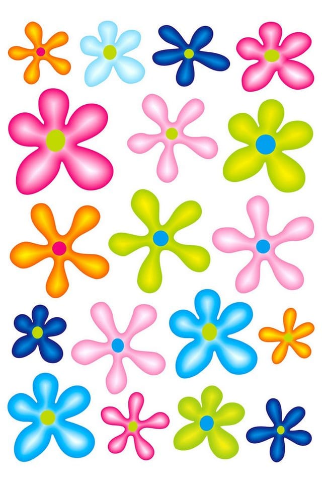Hermann Schütz Aufkleber Blumen-Set bunt Bogengröße: 300x200mm, 18 Motive