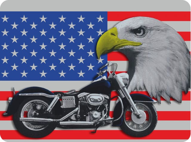 Hermann Schütz Aufkleber US-Flagge/Motorrad Holografie 150x110mm