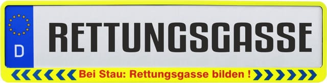 Hermann Schütz Design Kennzeichenrahmen Rettungsgasse bilden