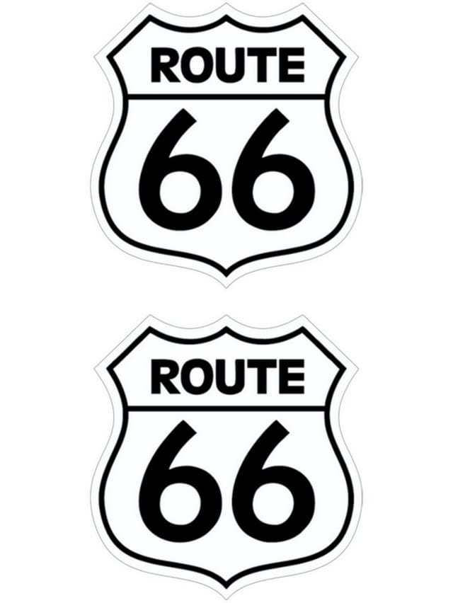 Hermann Schütz Aufkleber Route 66 weiß 2er-Set je 55x55mm