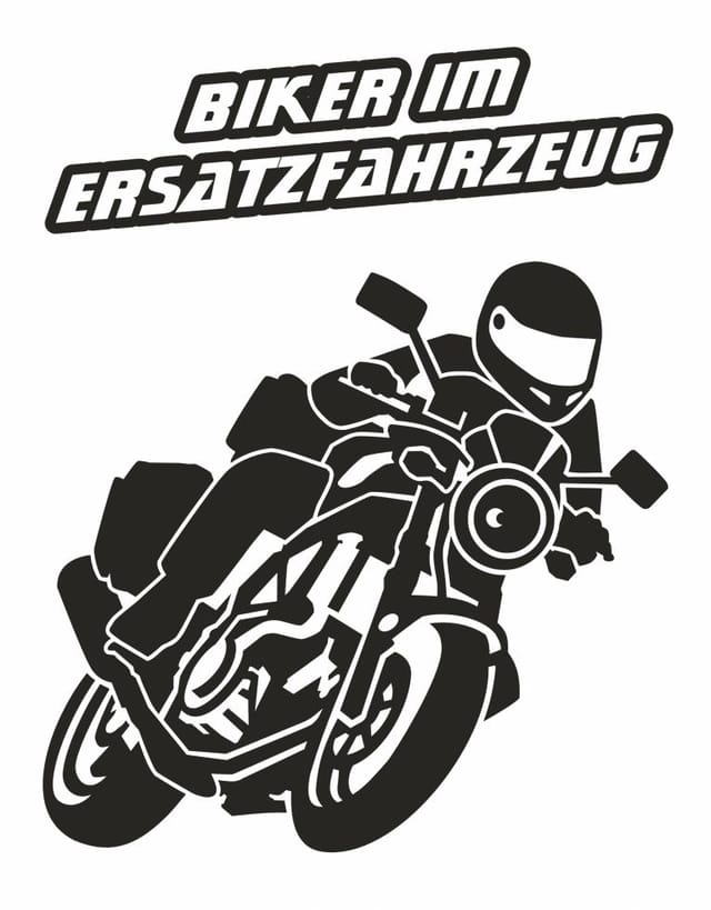 Hermann Schütz Aufkleber Biker im Ersatzfahrzeug 115x150mm