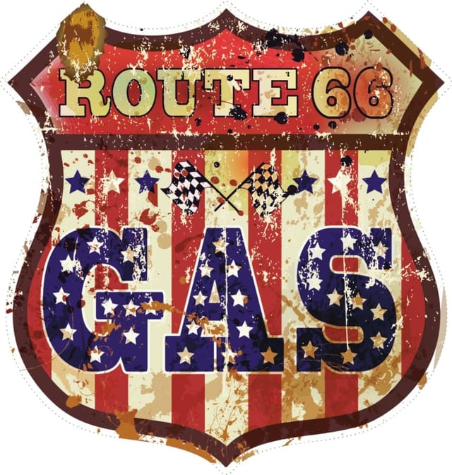 Hermann Schütz Aufkleber Route 66 Gas 105x105mm
