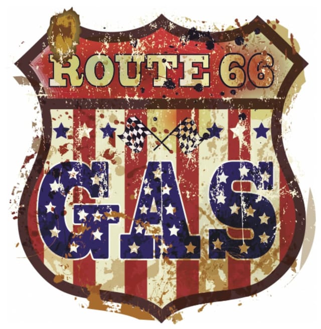 Hermann Schütz Aufkleber Wappen ROUTE 66 GAS