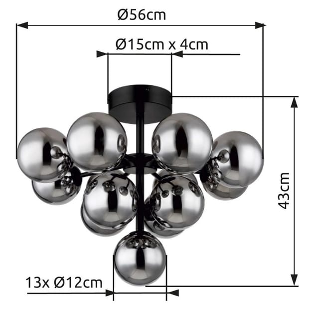 Globo Deckenleuchte Grappy rauchfarben