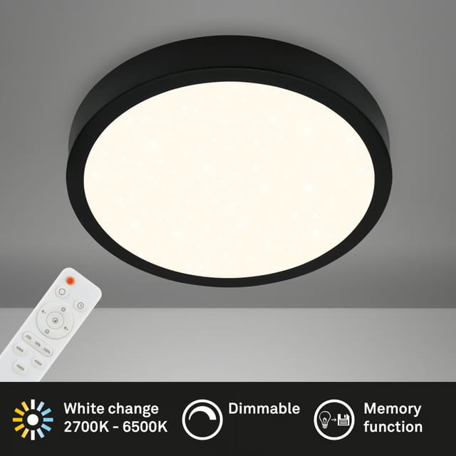 Briloner LED Deckenleuchte Runa Ø 38 cm schwarz Sternencover CCT
