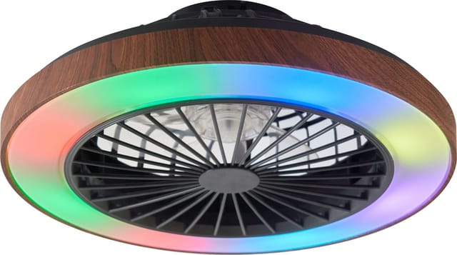 LED Deckenleuchte mit Ventilator Petra Ø 48 cm 40 W holzoptik
