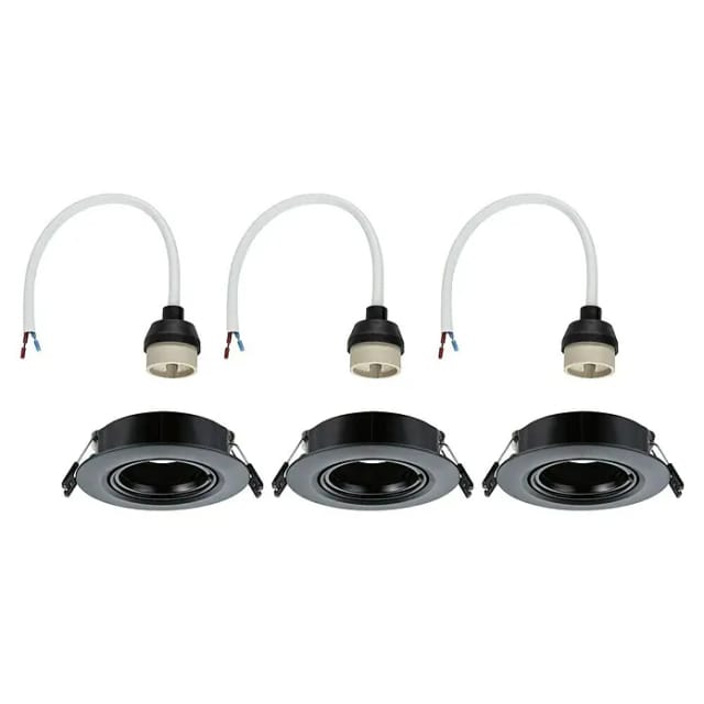 Paulmann LED Einbauleuchte 3er-Set schwarz schwenkbar Ø 9 cm