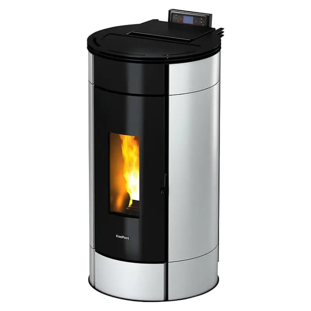 FreePoint Pelletofen Globe Stahl 10,5 kW schwarz-weiß