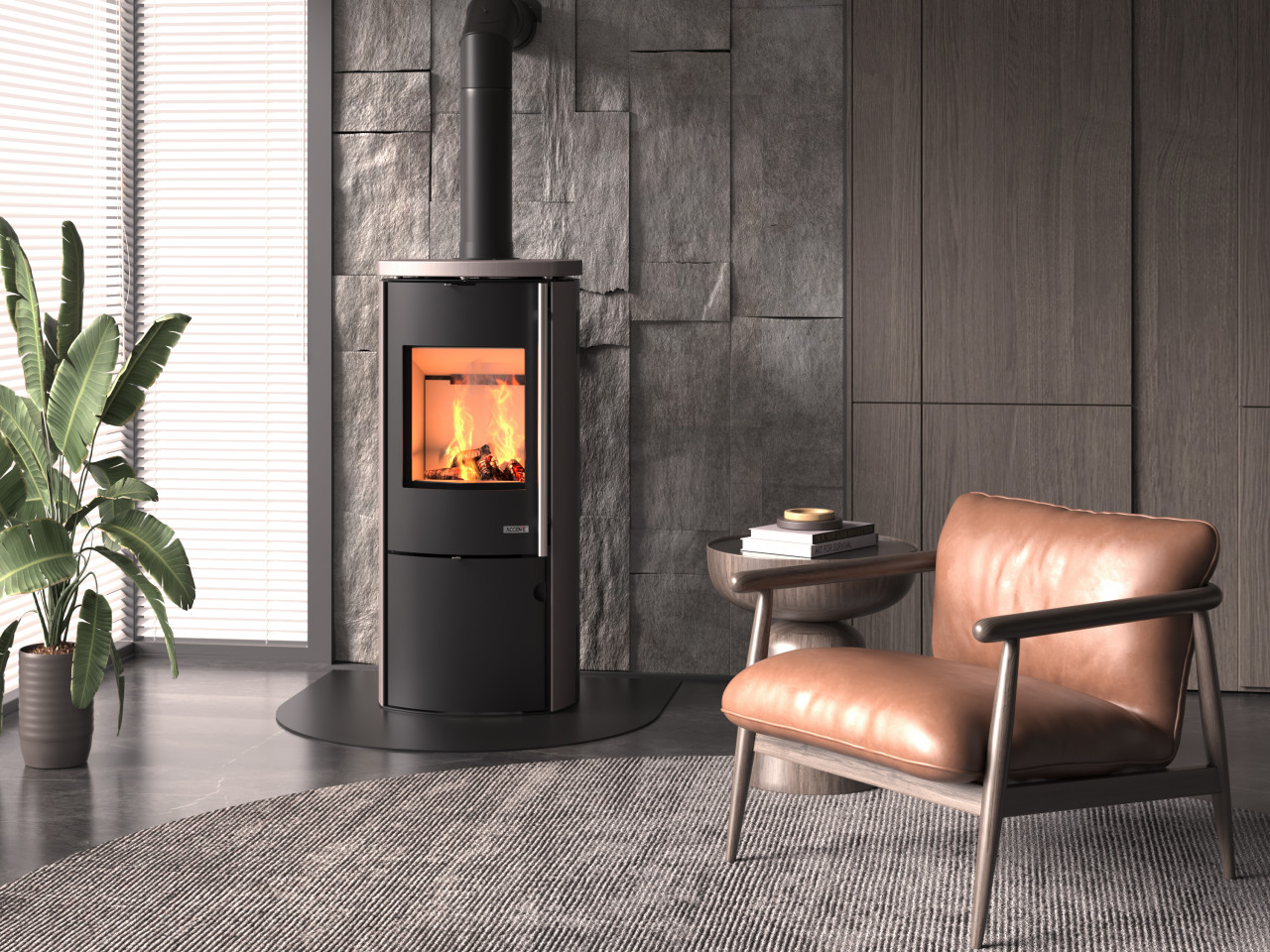 Accente Kaminofen Amstad Rosewood schwarz 7,5 kW