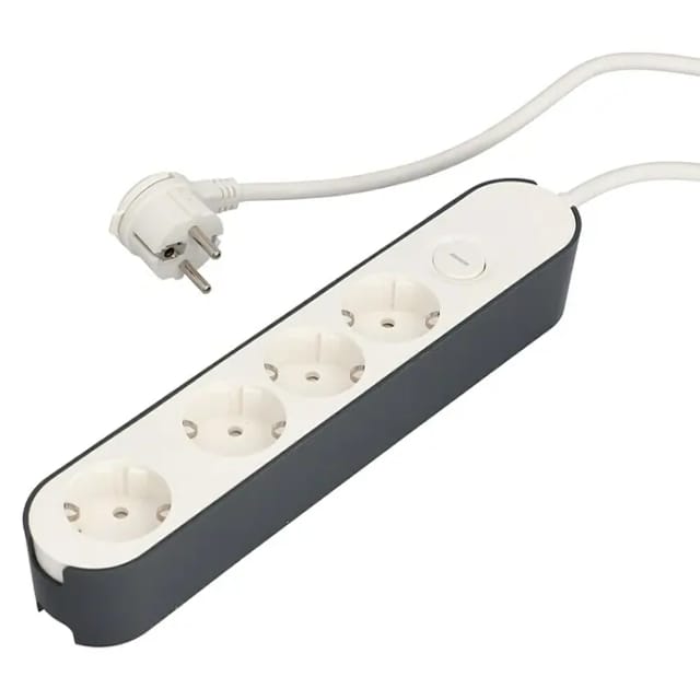 Unitec Tischsteckdose Greenline 4-fach 1,8 Meter mit Schalter weiß/anthrazit