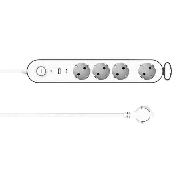 Unitec Steckdosenleiste Greenline 4-fach 1,8 m mit USB A/C Ladebuchse weiß anthrazit