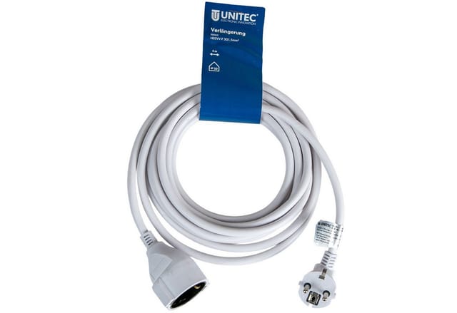 Unitec Schutzkontakt-Verlängerungskabel 5 m H05VV-F 1,5 mm² weiß