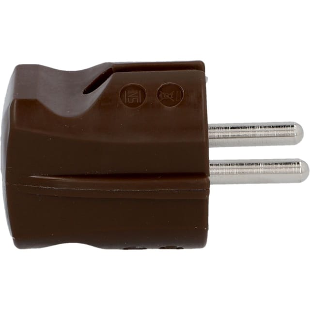 Schutzkontakt-Stecker ohne Knickschutz braun