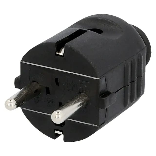 Schutzkontakt-Stecker mit Knickschutz, schwarz