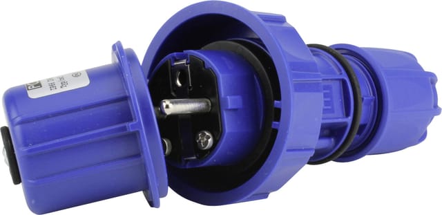 Schutzkontakt-Stecker druckwasserdicht blau, IP 66