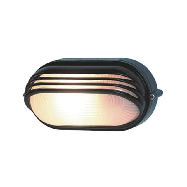REV Ovalarmatur Alu schwarz 60W mit Abdeckung