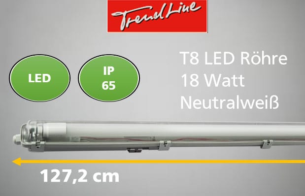 Trendline LED-Feuchtraumleuchte 1-flammig 127,2 cm T8 G13 18W 1900 lm