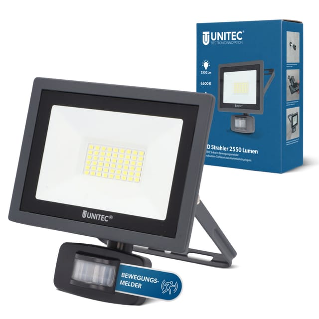 UniTec LED Strahler anthrazit mit Bewegungsmelder 21 W 2550 lm