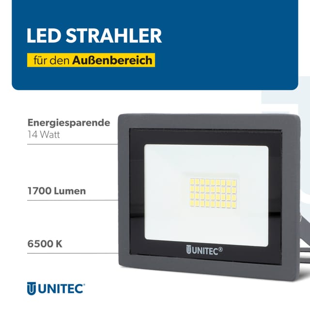 UniTec LED Strahler anthrazit 14 W 1700 lm
